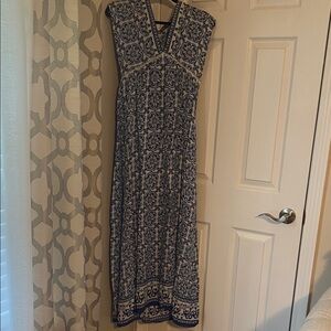 Elegant Blue Patterned Maxi Dress